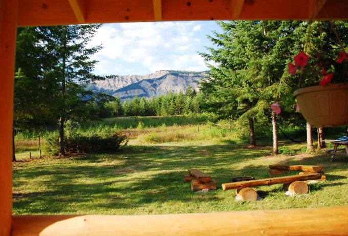 Mountain cabin view from the porch